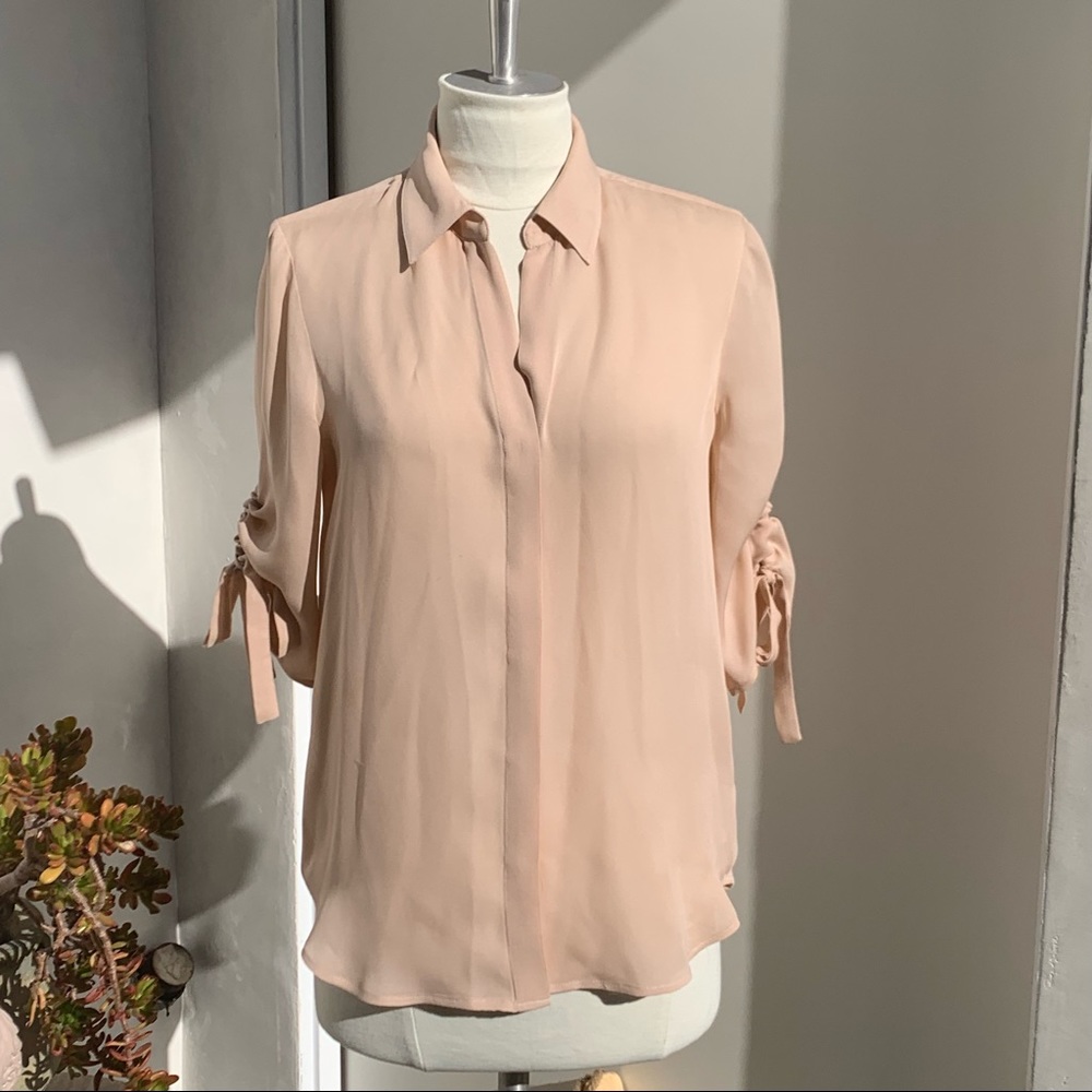 L’agence Silk Button Down Blouse Drawstring Ruchi… - image 1